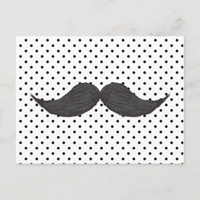Carte Postale Funny Mustache Drawing And Black Polka Dots (Devant)