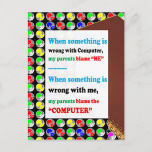 Carte Postale FUNNY Parents Computer Blame Jeu Plaisanteries Com