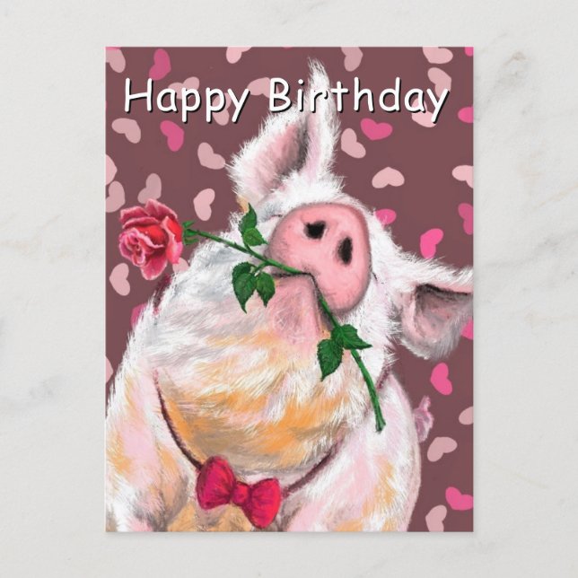 Carte Postale Funny Pig Birthday Card (Devant)