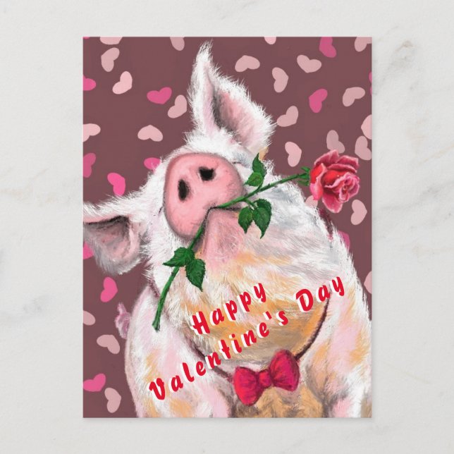 Carte Postale Funny Pig Valentine's Day Card (Devant)