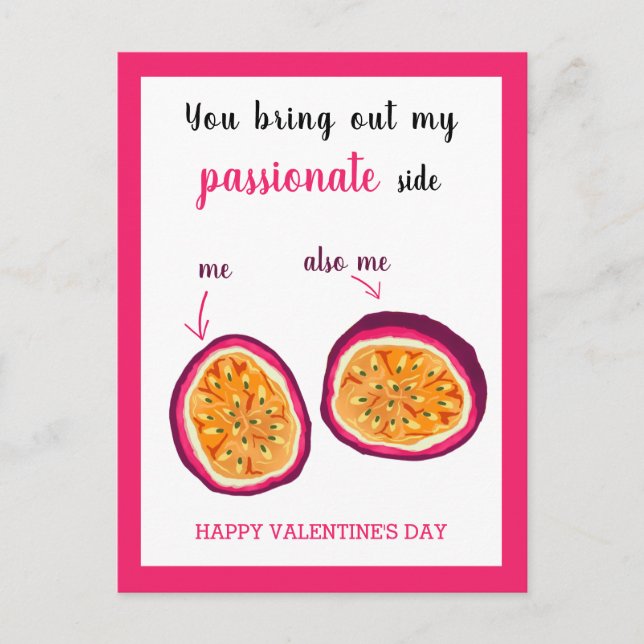 Carte Postale Funny Pink Passion Fruit Valentines (Devant)