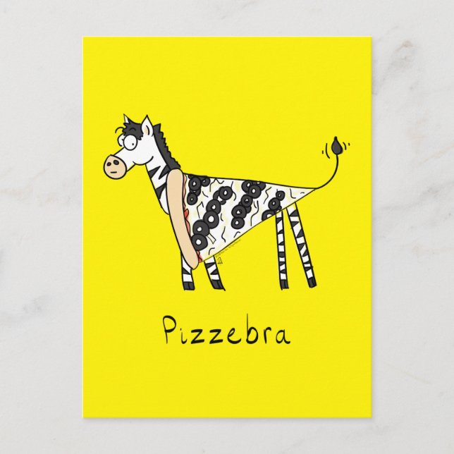 Carte Postale Funny Pizza Zebra mignonne Cartoon Enfants (Devant)