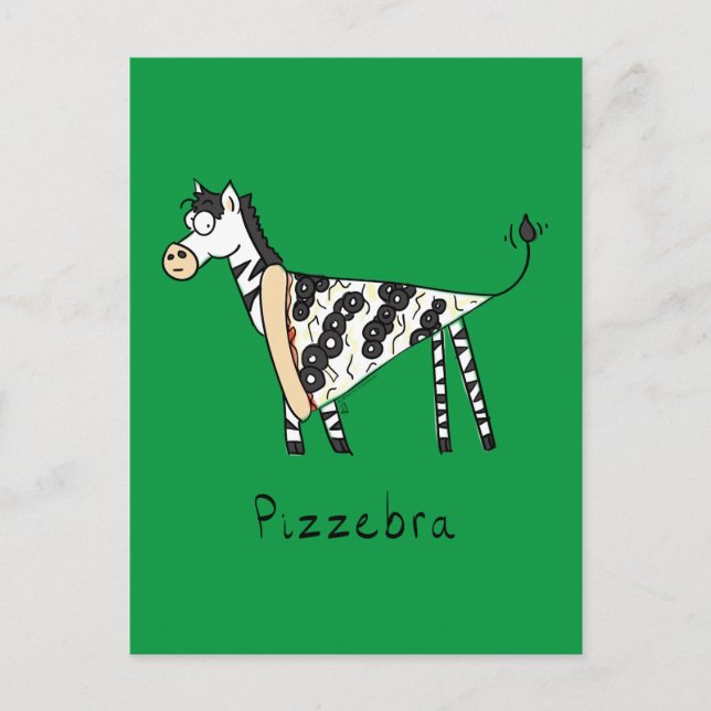 Carte Postale Funny Pizza Zebra mignonne Cartoon Enfants (Devant)