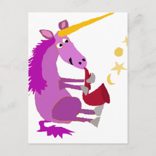 Carte Postale Funny Purple Unicorn Playing the Saxophone
