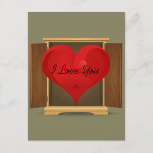 Carte Postale Funny Red Heart I Love You coming out out out of c