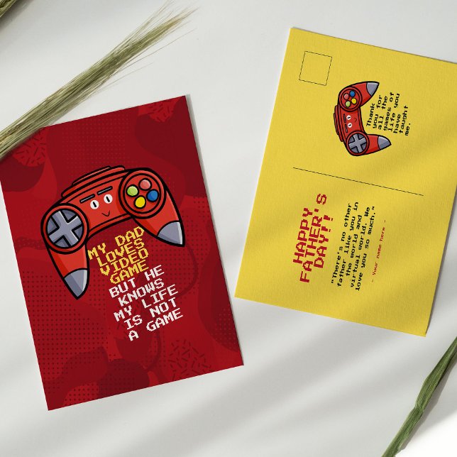 Carte Postale Funny Red Joystick Fête des pères (Créateur téléchargé)