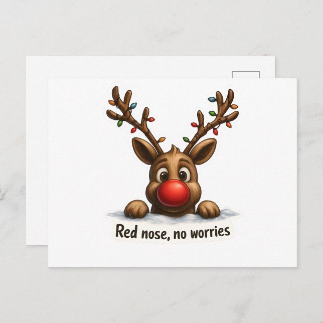 Carte Postale 🎄 Funny Reindeer Holiday Card 🦌✨ (Devant / Derrière)