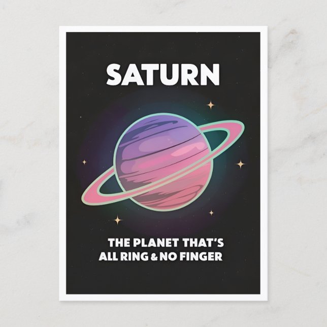 Carte Postale Funny Retro 80s LoFi Vaporwave Planet Saturn (Devant)