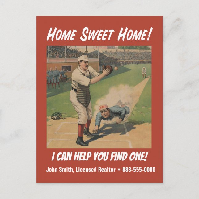 Carte Postale Funny Retro Baseball Realtor Marketing (Devant)