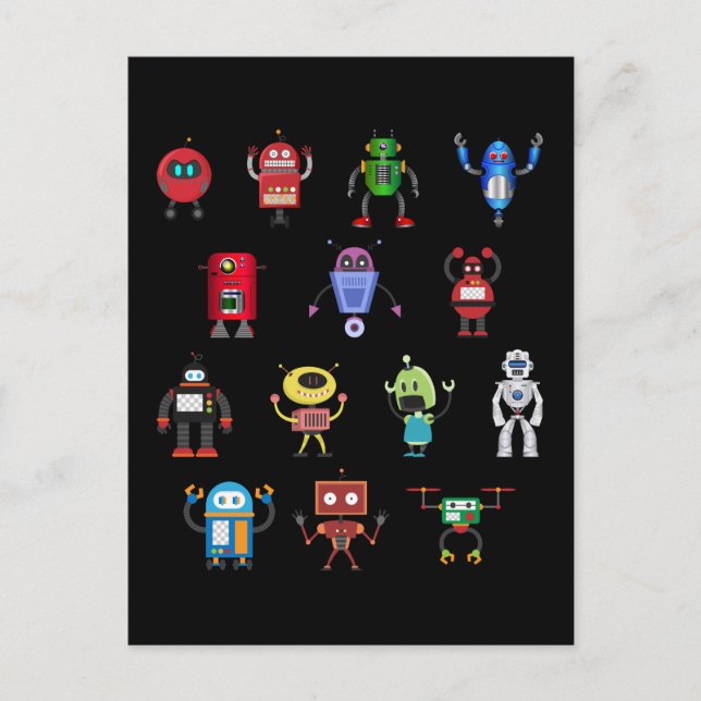 Carte Postale Funny Robots Girls Boys Robot (Devant)