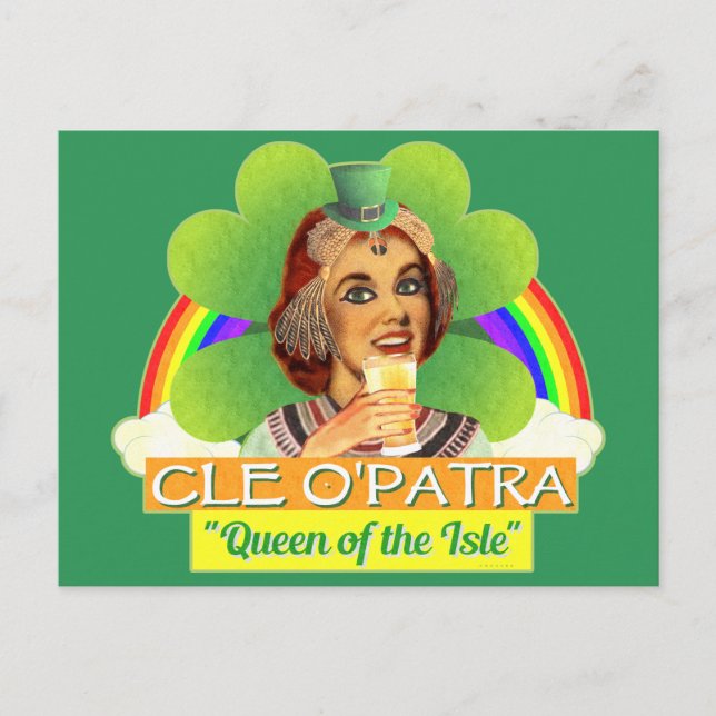 Carte Postale Funny Saint Patrick's Day Cleopatra Pun irlandais (Devant)