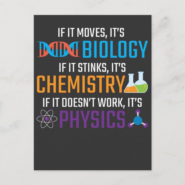 Carte Postale Funny Science Biologie Chimie Physique Enseignant (Devant)