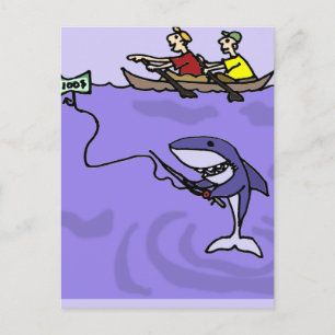 Carte Postale Funny Shark Fishing avec de l'argent