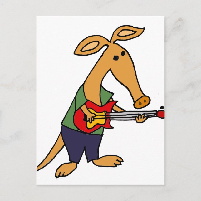 Carte Postale Funny Silly Aardvark Jouer Guitare Électrique (Devant)