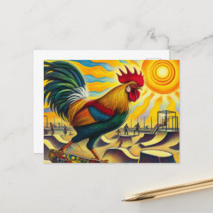 Carte Postale Funny Skateboard Rooster