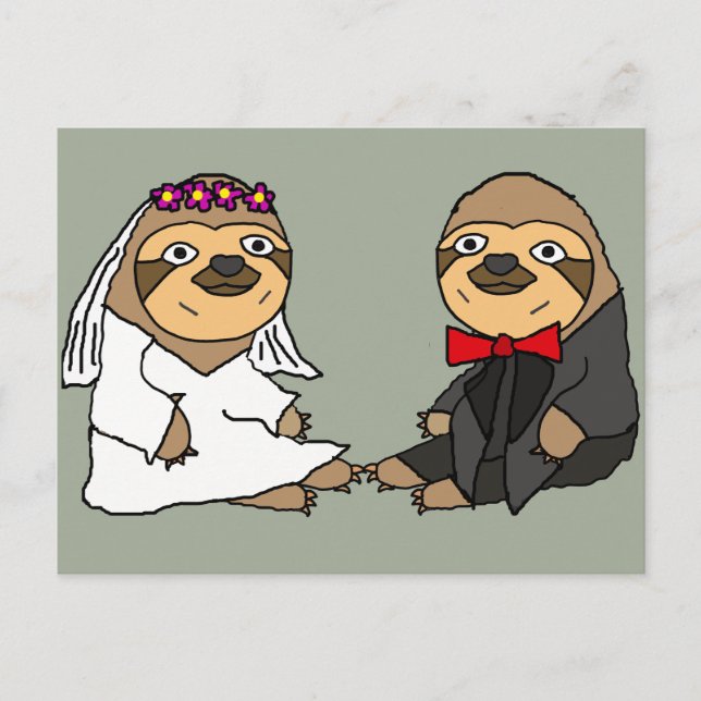 Carte Postale Funny Sloth Mariée et Mariage de chambre (Devant)