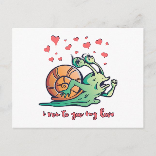 Carte Postale Funny Snail Valentine Running (Devant)