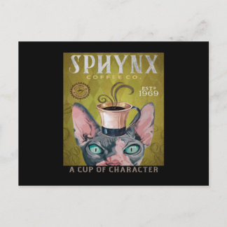 Carte Postale Funny Sphynx Cat Coffee