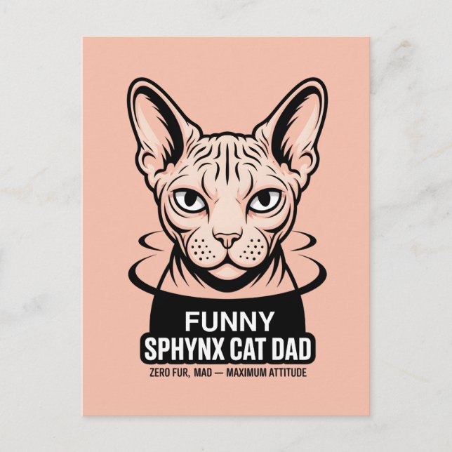 Carte Postale Funny Sphynx Cat Dad Vector Art (Devant)