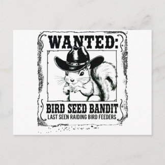 Carte Postale Funny Squirrel Wanted Poster | Bird Seed Bandit Co
