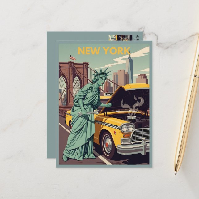 Carte Postale Funny Statue Of Liberty NY (Devant/Arrière en situation)