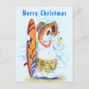Carte Postale Funny Summer Snowman Surfer