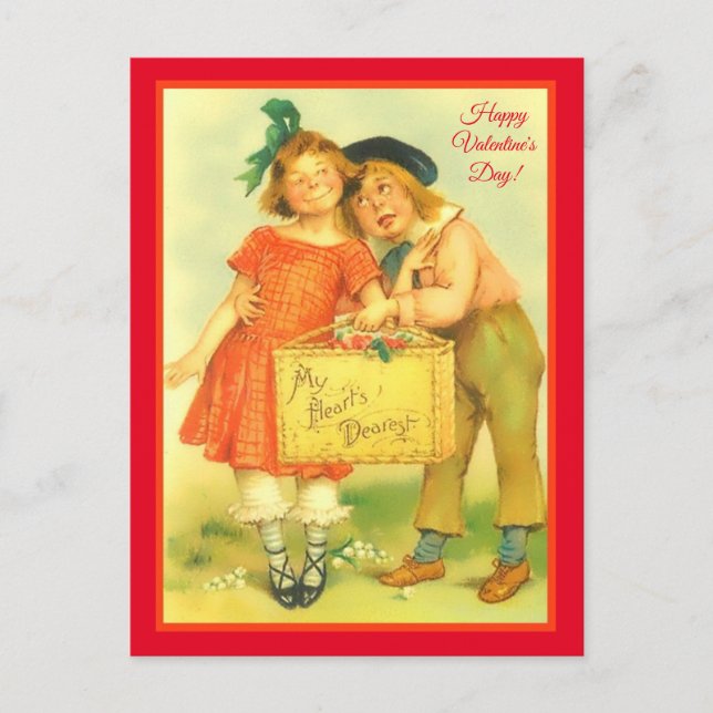 Carte Postale Funny Sweet Boy and Girl Heureuse Sainte-Valentin (Devant)