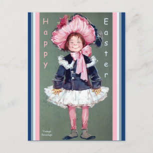 Carte Postale Funny Sweet Vintage fille joyeux Pâques Alt Copier
