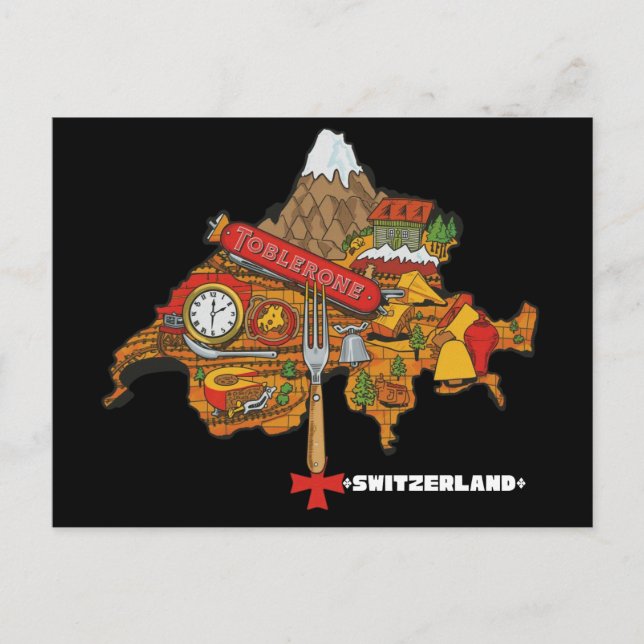 Carte Postale Funny Switzerland Souvenir Toblerone Swiss Map (Devant)