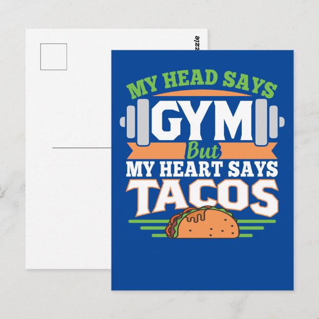 Carte Postale Funny Taco Gym (Devant / Derrière)