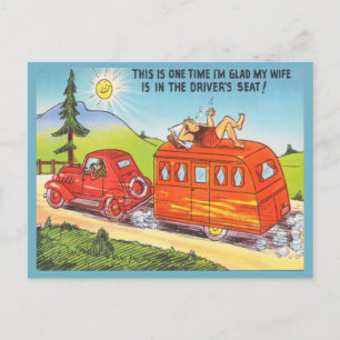 Carte Postale Funny Travel Trailer RV Camping Cartoon du Camping