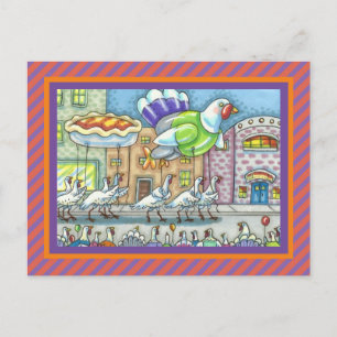 CARTE POSTALE FUNNY TURKEY DAY PARADE HELIUM BALLOONS