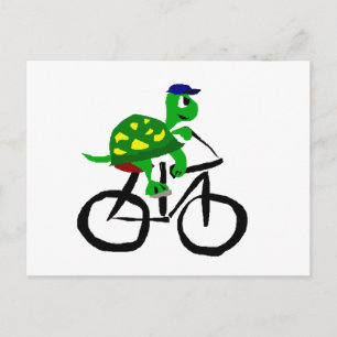 Carte Postale Funny Turtle Riding Bicycle