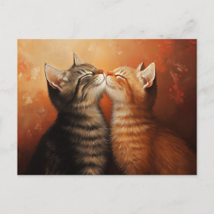 Carte Postale Funny Valentines embrasser des chatons