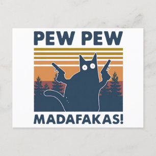 Carte Postale Funny Vintage cat pew pew pew Madafakas
