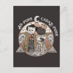 Carte Postale Funny Vintage Cottagecore Chat sorcières Halloween