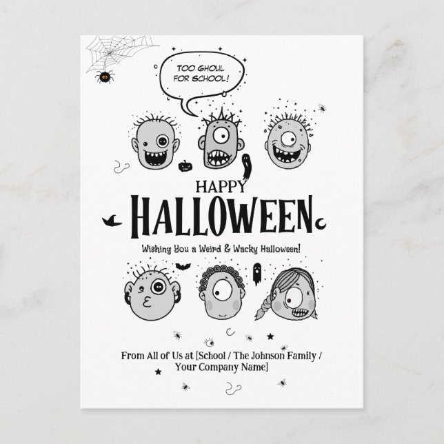 Carte Postale Funny Wacky Monster Kids Halloween Conception de c (Devant)