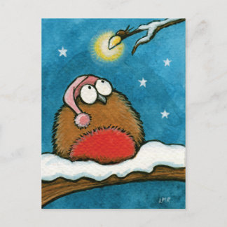Carte Postale Funny Whimsical Robin and Glow Bug Festive