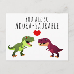 Carte Postale Funny White Kawaii Dinosaur Pun Valentines
