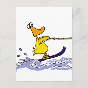 Carte Postale Funny Yellow Duck Water Ski