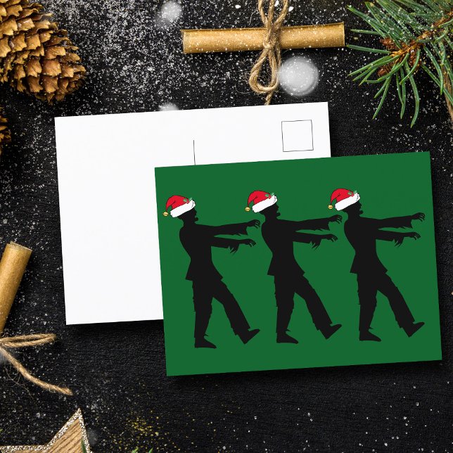 Carte Postale Funny Zombie dans Santa Hats Green Christmas (Créateur téléchargé)