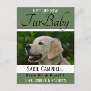 Carte Postale "Fur Baby" Nouveau Faire-part de chien