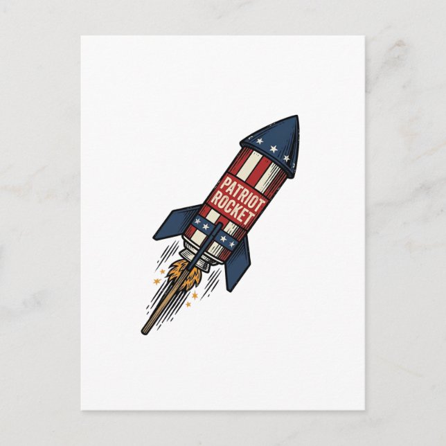 Carte Postale Fusée Patriot 4 juillet Conception de feux d'artif (Devant)