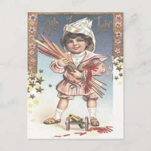 Carte Postale Fusées éclairantes pour petite fille mignonne