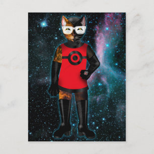Carte Postale Futur chat dans l'espace