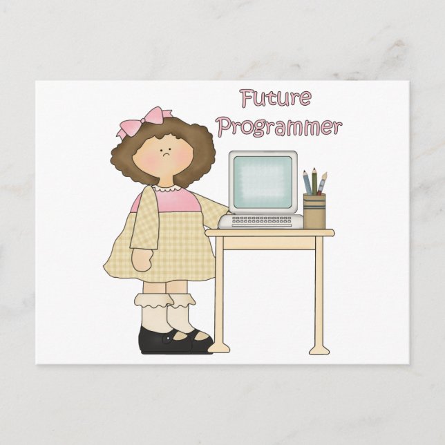 Carte Postale Futur programmeur fille (Devant)