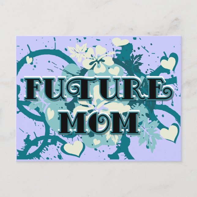 Carte Postale Future Mom - Coeurs et fleurs (Devant)