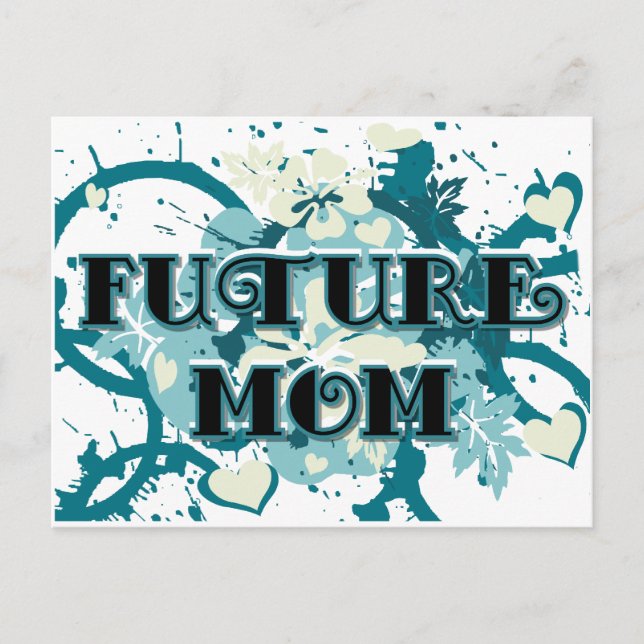 Carte Postale Future Mom - Coeurs et fleurs (Devant)