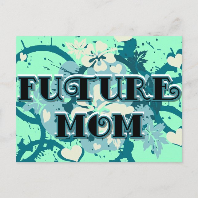 Carte Postale Future Mom - Coeurs et fleurs (Devant)