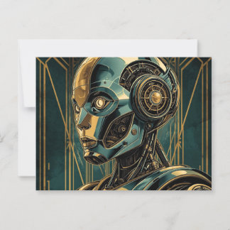Carte Postale Futuristic Android Art Print Retro Art Deco Cyber
